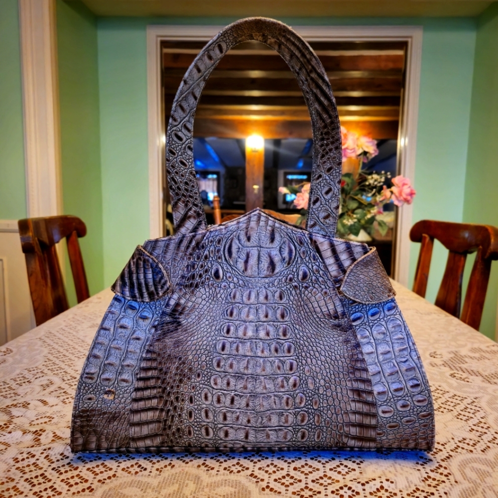 Embossed crocodile skin bag